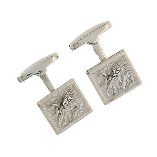 Square cufflinks, ear of wheat, 925 silver, HOLYART collection 3