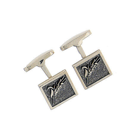 Square cufflinks, ear of wheat, burnished 925 silver, HOLYART collection 3