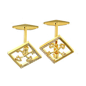 Cuff links with Vatican keys, gold plated 925 silver