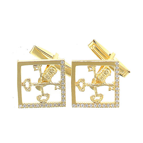 Cuff links with Vatican keys, gold plated 925 silver 1