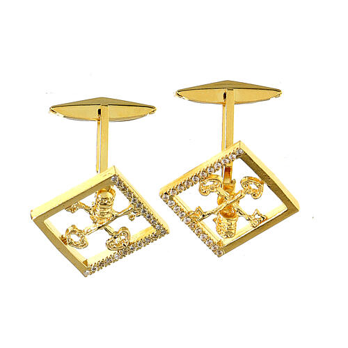 Cuff links with Vatican keys, gold plated 925 silver 2