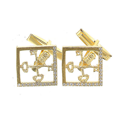 Cufflinks 925 silver gilded Vatican keys 3