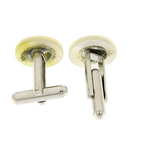 Round white mother-of-pearl cufflinks