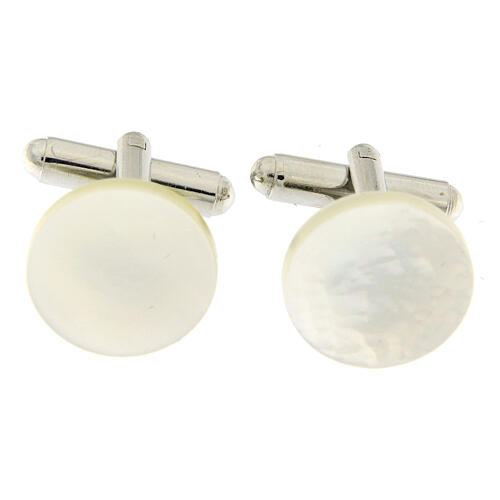Round white mother-of-pearl cufflinks 1