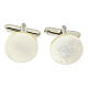 Round white mother-of-pearl cufflinks s1