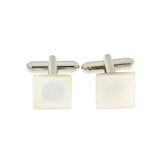 Square white mother-of-pearl cufflinks 1