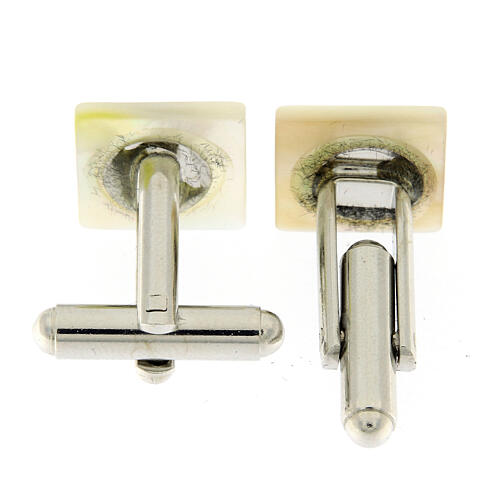 Square white mother-of-pearl cufflinks 2