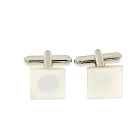 Square cufflinks in white mother-of-pearl