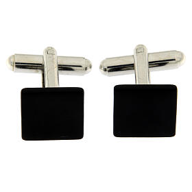 Square black mother-of-pearl cufflinks