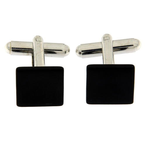 Square black mother-of-pearl cufflinks 1