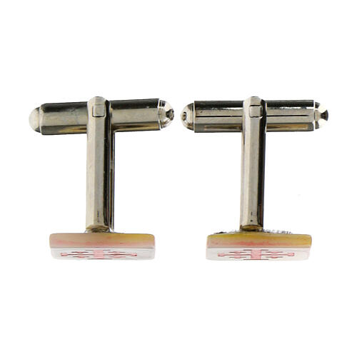 Square white mother-of-pearl cufflinks with cross of Jerusalem 2
