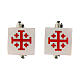 Square white mother-of-pearl cufflinks with cross of Jerusalem s1