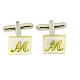 Square white mother-of-pearl cufflinks with golden Marian symbol s1