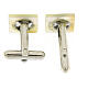 Square white mother-of-pearl cufflinks with golden Marian symbol s2