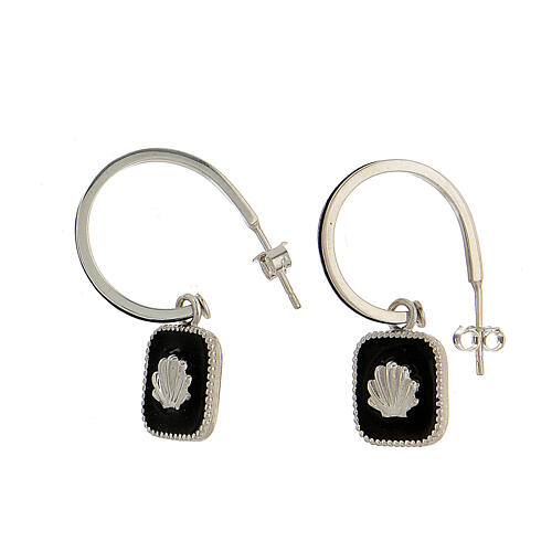 Boucles d'oreille argent 925 pendentif noir avec coquillage HOLYART 1