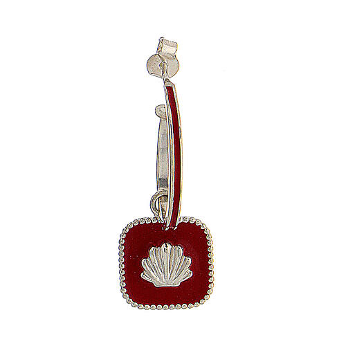 J-hoop earrings, shell, red enamel and 925 silver, HOLYART 3