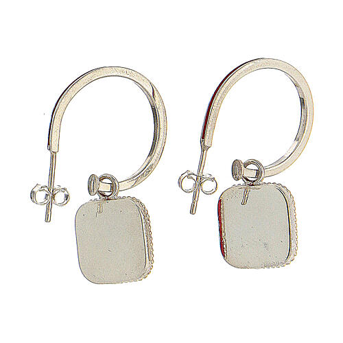 J-hoop earrings, shell, red enamel and 925 silver, HOLYART 5