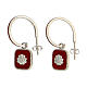 J-hoop earrings, shell, red enamel and 925 silver, HOLYART s1