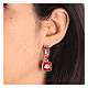 J-hoop earrings, shell, red enamel and 925 silver, HOLYART s2