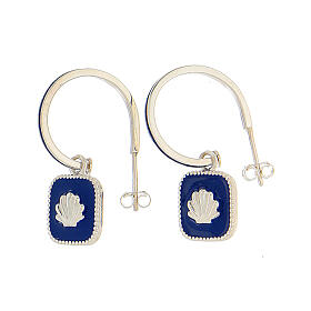 J-hoop earrings, shell, blue enamel and 925 silver, HOLYART
