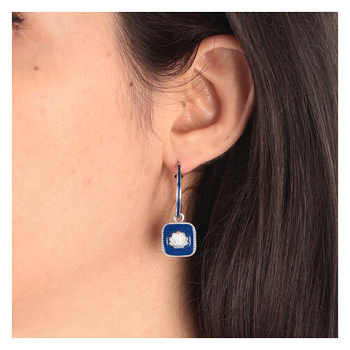 J-hoop earrings, shell, blue enamel and 925 silver, HOLYART 2