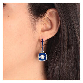 Boucles d'oreille argent 925 pendentif bleu avec coquillage HOLYART
