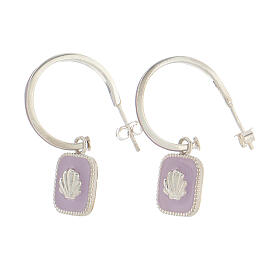 J-hoop earrings, shell, lilac enamel and 925 silver, HOLYART