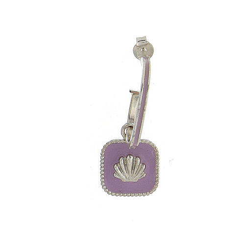 J-hoop earrings, shell, lilac enamel and 925 silver, HOLYART 3