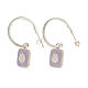 J-hoop earrings, shell, lilac enamel and 925 silver, HOLYART s1
