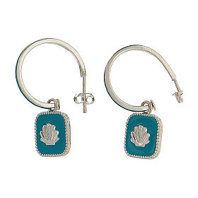J-hoop earrings, shell, light blue enamel and 925 silver, HOLYART