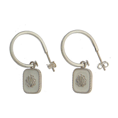 J-hoop earrings, shell, white enamel and 925 silver, HOLYART 1