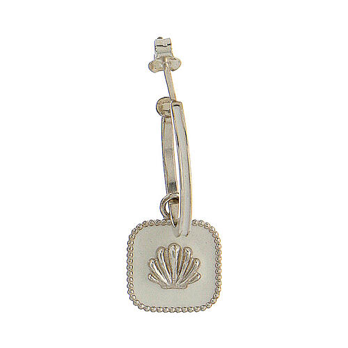J-hoop earrings, shell, white enamel and 925 silver, HOLYART 3