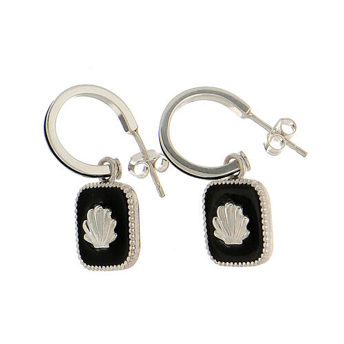 HOLYART Collection Reif-Ohrringe aus Silber 925 mit Muschel und schwarzem Email 1