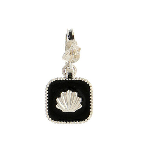 Huggie earrings, shell on black enamel, 925 silver, HOLYART 3