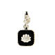 Huggie earrings, shell on black enamel, 925 silver, HOLYART s3