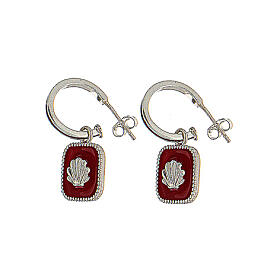 HOLYART Collection Reif-Ohrringe aus Silber 925 mit Muschel und rotem Email