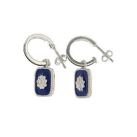 HOLYART Collection Reif-Ohrringe aus Silber 925 mit Muschel und blauem Email 1