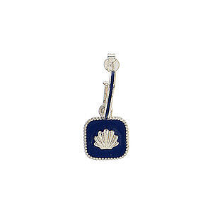 Huggie earrings, shell on blue enamel, 925 silver, HOLYART 3