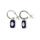 Boucles d'oreille anneaux argent 925 carré bleu avec coquillage HOLYART s1