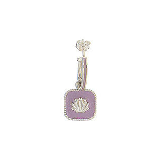 Huggie earrings, shell on lilac enamel, 925 silver, HOLYART 3