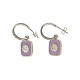 Huggie earrings, shell on lilac enamel, 925 silver, HOLYART s1
