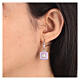 Huggie earrings, shell on lilac enamel, 925 silver, HOLYART s2