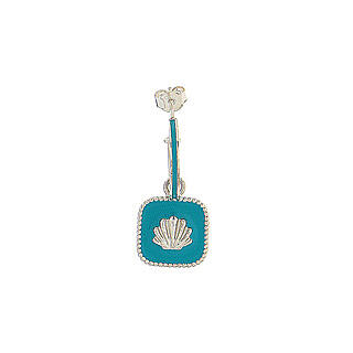 Huggie earrings, shell on light blue enamel, 925 silver, HOLYART 3