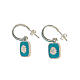 Huggie earrings, shell on light blue enamel, 925 silver, HOLYART s1