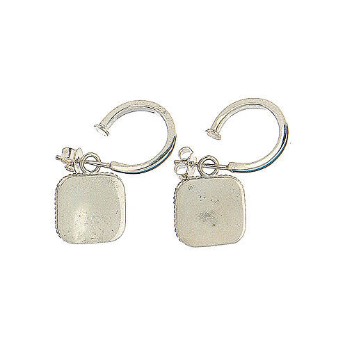 Boucles d'oreille anneaux argent 925 carré bleu clair avec coquillage HOLYART 5