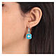 Boucles d'oreille anneaux argent 925 carré bleu clair avec coquillage HOLYART s2