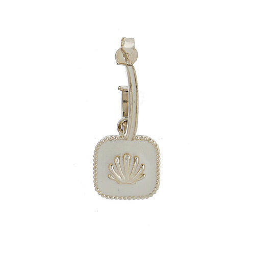 Huggie earrings, shell on white enamel, 925 silver, HOLYART 3