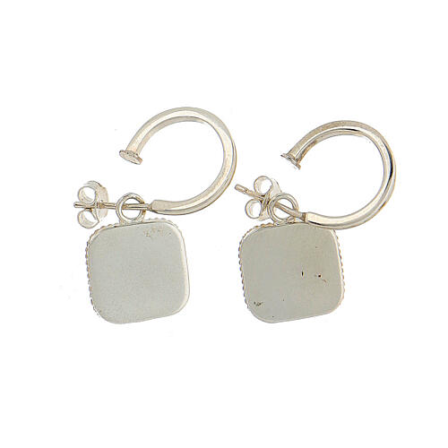 Huggie earrings, shell on white enamel, 925 silver, HOLYART 5