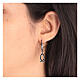 J-hoop earrings, black fish-shaped pendant, 925 silver, HOLYART Collection s2