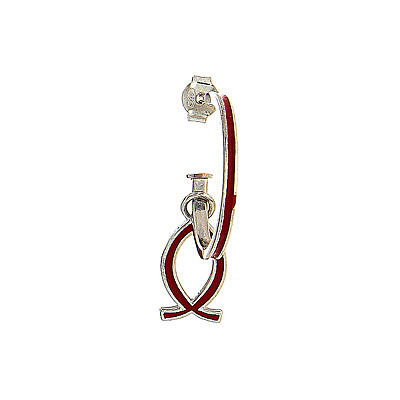 J-hoop earrings, fish-shaped pendant, red enamel and 925 silver, HOLYART 3